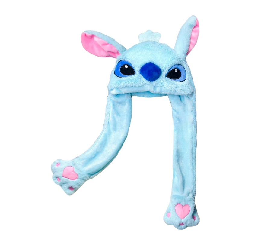 LGQHCE S-tittch Funny Plush Hat, S-tittch Kids Plush Hat Cartoon Rabbit Hat with Moving Ears Short Plush Cartoon Hat Animal Shaped Cap Soft Warm Winter for Festival Cosplay Birthday Gifts (Light Blue)