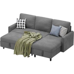 Sofa Bed Sleeper Pull Out 2 in 1 Sectional Sleeper Sofa Couches with Storage, Pullout Sectional Couches for Apartment Living Room