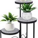 3 Tier Mosaic Plant Stand Foldable Corner Shelf for Indoor Outdoor Tall Plant Holder Display Rack for Patio Balcony Living Room Garden Decor