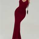 GORGLITTER Women's Mesh Draped Fishtail Dresses Sleeveless Bump Friendly Wedding Guest Party Graduation Bodycon Maxi Dress (M)