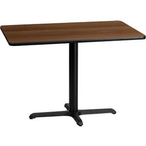 Flash Furniture 30'' x 42'' Rectangular Walnut Laminate Table Top with 23.5'' x 29.5'' Table Height Base