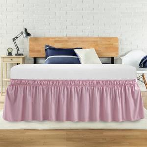 Queen Bed Skirt, Elastic Wrap Around Bed Skirt Queen Size, Bed Skirts for Adjustable Bed, Easy Fit with 14" Drop Length Tailored Drop Dust Ruffle (Pink)