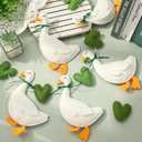 Whaline Silly Goose Felt Banner Pre-Assembled 3D Funny Gooses Green Heart Hanging Garland for One Silly Goose First Birthday Party Mantel Fireplace Wall Decoration
