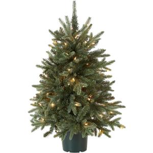 National Tree Company Artificial Christmas Tree For Entrances | Includes White Lights and Pot | Everyday Collections - 3 ft