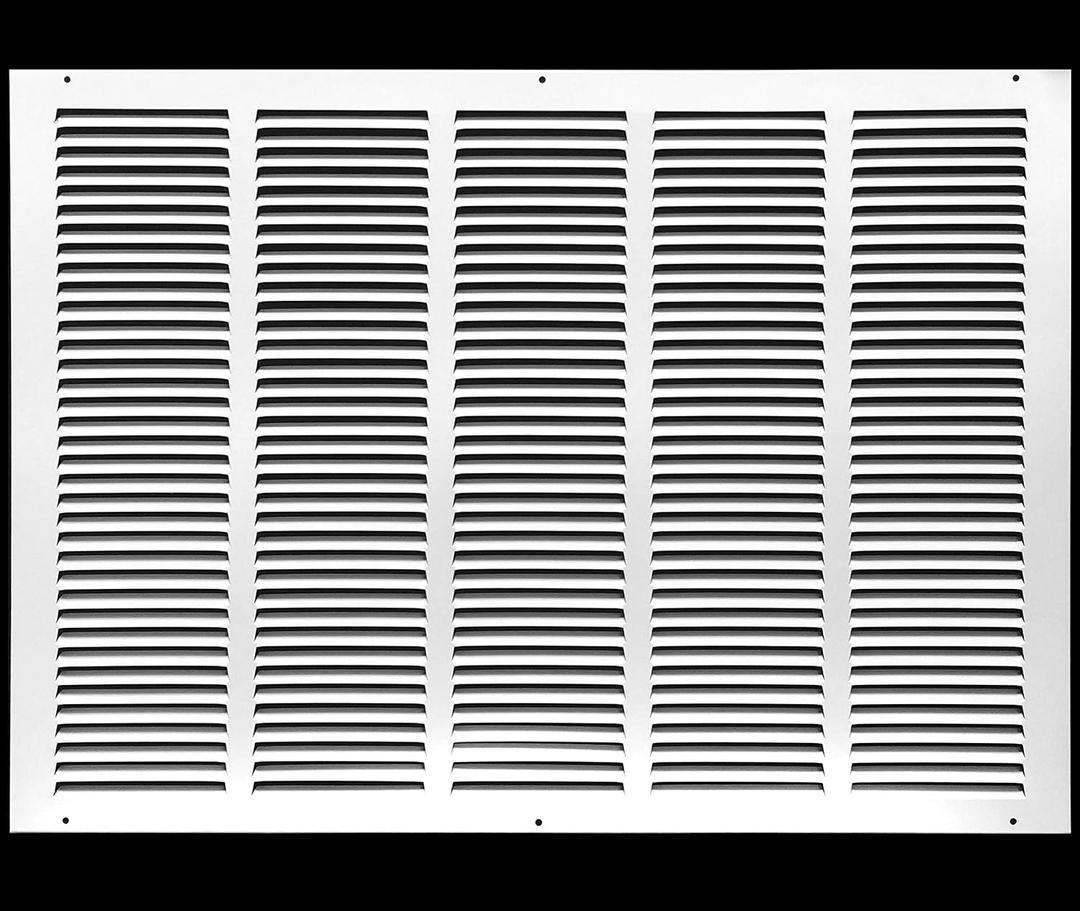HVAC Premium 26'' x 16'' [Duct Opening] Flat Stamped Steel Return Air Grille - Sidewall and Ceiling - HVAC Vent Duct Cover - White [Outer Dimensions: 27.75''w X 17.75''h]