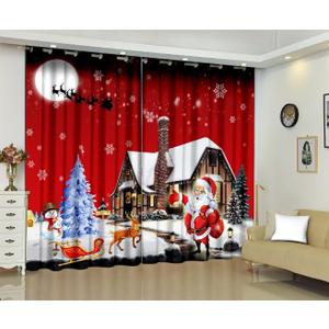 kxry Merry Christmas Blackout Curtains for Bedroom Living Room Santa Claus Deer Christmas Tree Snowman Red Darkening Grommet Curtain Window Drapes Treatment Room Decor,2 Panels Set, 42''W x 63''L
