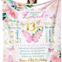 13th Birthday Gifts for Girls, Birthday Gifts for 13 Year Old Girls Throw Blanket 60" x 50", 13 Year Old Teen Girl Gift Ideas, Best Presents for 13 Year Old Girl