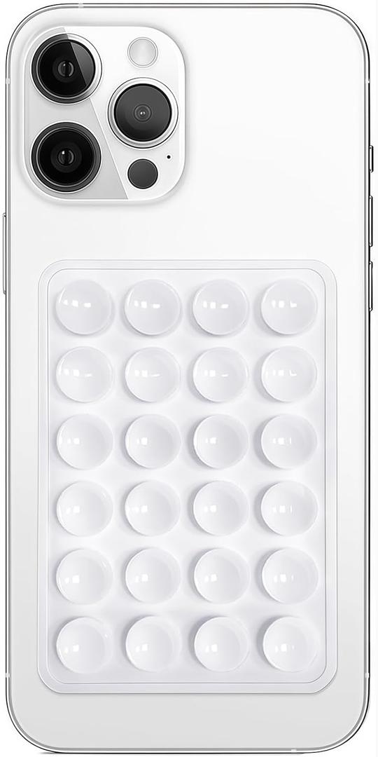 7 x Galundge Silicone Suction Phone Case Mount, Non Slip Sticky Phone Grip for Cellphone, Silicon Adhesive Suction Cup Phone Mount, Strong Grip Holder for Selfies and Videos (White)