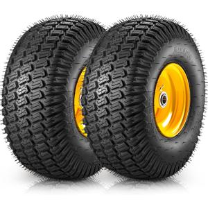 MaxAuto 15x6.00-6 Tire and Wheel, 15x6.00-6 Lawn Mower Tires, 15x6-6 Front Tire Assembly Compatible with John Deere/Cub Cadet Riding Mowers, 3" Offset Hub 3/4" Bearings, 570lbs Capacity, Tubeless