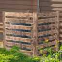 Air Conditioner Fence Wood Composter Bin 3 Panels 48" L x 48" W x 36 "H Privacy Fence Screens Panels, Pool Equipment Enclosure Outdoor Trash Can Enclosure, Burnt Brown Color