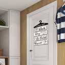 Blulu 5 Pieces Laundry Room Decor Rustic Vintage Farmhouse Room Rules Hanging Sign Wooden Wash Dry Fold Repeat Laundry Accessories for Bathroom,Home 19.7 x 11 Inch(White Backing)