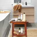 Upolana Teak Shower Bench, 16" Solid Acacia Wood Shower Stool Waterproof Shower Seat with Storage Shelf for Bathroom, Indoor & Outdoor Use