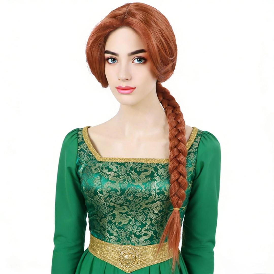 Long Reddish Brown Braided Wigs For Women Costume Auburn Synthetic Anime Wig For Halloween Cosplay Party Use