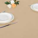 LUSHVIDA Round Waterproof Table Cover Elastic Vinyl Fitted Tablecloth Elastic Edged Plastic Table Cloth (Champagne, Best for Up to 45x56 Inch Round)