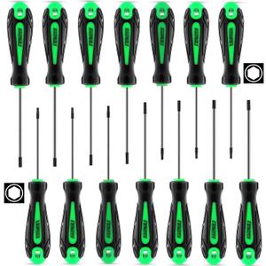14pcs Mini Hex Screwdriver Set, Metric(0.9mm-3mm) SAE(0.035"-1/8) Hex Allen Wrench Screwdriver Set, Perfect for RC Cars, Quadcopters and Helicopter Car Models (Green)