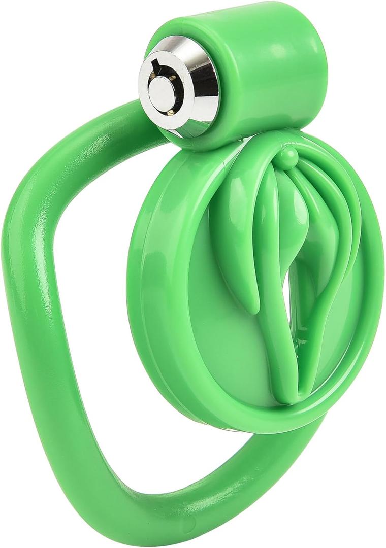 2 x Sissy Chastity Cage Lock 4 Rings Vagina Penis Cage Sissy Sex Toys Breathable Resin Cock Cage for Sissy Men(Green)