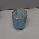 Fvstar Vintage Makeup Brush Holder Organizer, Dresser Glass Brushes Holder, Vanity Cosmetic Brush Holder, Desktop Crystal Eyeliners Eyebrow Pencil Storage Cup Holder for Countertop (Large Blue)