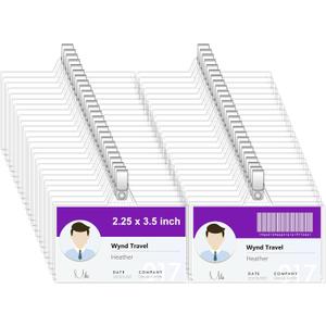 Name Badge Holders with Clip - Fushing 40PCS Clear Plastic ID Badge Holders with Badge Clips for 2-1/4 Inch x 3-1/2 Inch Name Badge Inserts