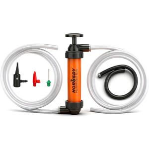 HORUSDY Multi-Use Siphon Transfer Pump Kit Hand Fuel Pumps for Gas Oil Water with Air Hose, Portable Manual Fuel Transfer Pump for Boat, Car, RV, Emergency, Lawn Mower Fluid Drainage