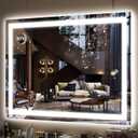 FENNIO Large Vanity Mirror with Lights38" x 28" LED Makeup MirrorHollywood Mirror with 3 Color Modes & Adjustable BrightnessVanity Mirror Square White