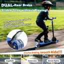 3 Wheel Kids Kick Scooter for Ages 3-12, Lean-to-Steer, Light-Up Wheels, 3-Level Adjustable Handlebar 27.5-33, Wide Non-Slip Deck, Dual Rear Brake,Travel Foldable, for Boys & Girls Toy Gifts