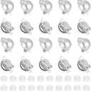 UNICRAFTALE 30Pcs Half Round Brass Clip-on Earring Findings with Loops 30Pcs Ear Nuts for Non-Pierced Ears Platinum Clip-on Earring Findings Converter Component for Earring Making (Stainless Steel Color)