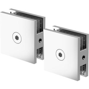 Polished Chrome Glass Clamp for Bathroom, 2PCS Shower Glass Clamp for 1/4" to 1/2"(6-12mm) Tempered Glass, U-Clamp for Shower Door