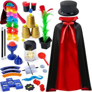 Kids Magic Kit, Magician Costume for Pretend Play, Magic Set with Instructions for Each Trick for Kids Ages 6 7 8 9 10 11 12
