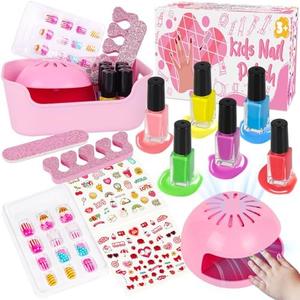 EULRGAUS Kids Nail Polish Set for Girls, 14PCS Nail Art Kit with Nail Dryer, Non Toxic Nail Polish kit and Fake Nails for Kids, Girl Toys Age 6-8, Halloween Christmas Birthday Gifts for Girls 8-12