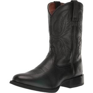 ARIAT Men's Sport Stratten Western Boot - Black Deertan, 12D Medium