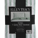 Ellen Tracy King  1 Quilted Sham 20x36 100% Polyester, Green Stripe