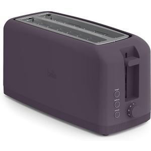 bella 2 Slice Slim Toaster, Fitsanywhere™ Kitchenware, 6 Setting Shade Control with Reheat & Cancel Buttons, Fits sourdough, 10” Long Slot, Anti Jam & Auto Shutoff, 900 Watt, Plum