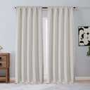 OVZME Natural Room Darkening Curtains 96 Inches Long 2 Panels Set, Solid Thermal Insulated Soft Blackout Curtains for Bedroom, Dual Rod Pocket Window Treatments Drapes for Living Room, 2x50Wx96L