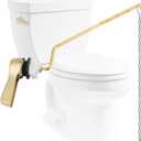 Hibbent Universal Metal Side Mount Toilet Handle Replacement Kit, Brass Toilet Flush Tank Lever with Stainless Steel Flapper Chains for Most Toilets, Shiny Gold
