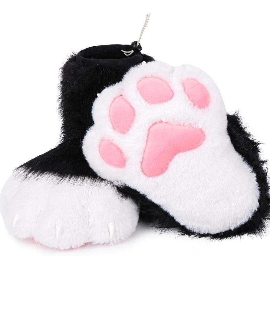 Cosplay Animal Cat Plastic Claws for Fursuit Feet Paw Shoes Furry Paw Slippers Adults Costume Accessories Set