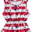 UNICOMIDEA 0-24 Months Baby Floral Romper Infant Playsuits Headband Jumpsuit Toddlers Outfits (A24-red Blue White)