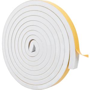 ToLanbbt White Door Window Weather Stripping Self Adhesive Foam Tape High Density Foam Sealing Strip Window Insulation Weatherproof Gasket Tape for Doors and Windows (1/2" W X 1/2" T X 16.5')