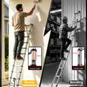 Telescoping Ladder, 10FT Aluminum Extension Ladder, One-Button Retraction Anti-Pinch, Heavy Duty 330LBS Capacity, for Home, Attic, Roof, RV