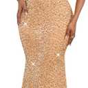 Women Sequin Elegant Sexy One Shoulder Tassel Mermaid Bodycon Cocktail Evening Dress