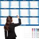 32" x 48" 2026 Wall Calendar Large Dry Erase Calendar for Wall Erasable Laminated 12 Month Wall Planner Yearly Annual Calendar Reversible Horizontal/Vertical Office Classroom Home Blue