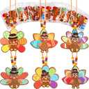 WorldBazaar Turkey Craft Kits for Kids 12 Pack Thanksgiving Turkey Necklace Crafts Bulk DIY Turkey Kits Thanksgiving Party Activities Game Individually Wrapped
