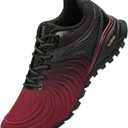 Kricely Men's Walking Shoes Breathable Lightweight Fashion Sneakers Non Slip Sport Gym Jogging Trail Running Shoes (11.5 Wide, Red/Brown)