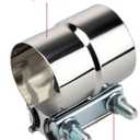 DROIFUIM 2 Pcs 2.0 Inch Exhaust Pipe Clamps Butt 304 Stainless Steel Ring Clamps for CatalyticConverter, Muffler, Conversion (22.0 Inch)