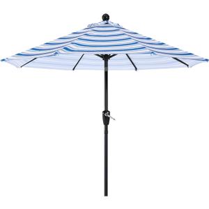 ABCCANOPY 9FT Patio Umbrella - Outdoor Waterproof Table Umbrella with Push Button Tilt and Crank, 8 Ribs UV Protection Pool Umbrella for Garden, Lawn, Deck & Backyard (Navy Blue Stripes)