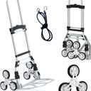 260 LBS Stair Climbing Cart, Aluminum Trolley Dolly for Stairs, Folding Hand Truck Dolly, Grocery Shopping Cart with Mute Wheels, Telescoping Handle and Rubber Wheels for Moving, Shopping