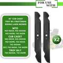 A ABIGAIL 2 Pack Lawn Mower Mulching Blades High-Lift 46" Cutting Decks Compatible with Cub Cadet Enduro XT1-46 XT2-46 ZT1-46 LT46 LX46 Replaces 942-04244A 942-04290 46 Inch