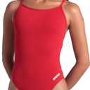 ARENA Women's Performance Team Solid Lace Back Swimsuit One Piece Bathing Suit (32, New Red/White)