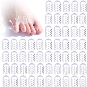 50 Pcs Silicone Toe Protectors Women, Gel Anti-Friction Toe Protector Breathable, Soft Clear Little Toe Protectors Women, Toe Sleeves for Corns, Blisters and Pain Relief