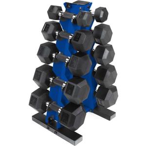 CAP Barbell 150 LB Coated Hex Dumbbell Weight Set with Vertical Rack | Multiple Options