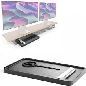 KIVY Catch-All Tray  Compatible with the Desk Shelf  Solid Acacia Wood with Smooth Gliding Bottom Surface  Handcrafted (Black)